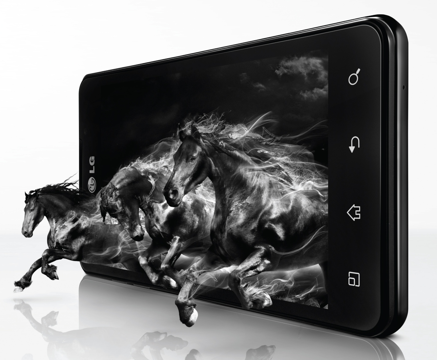 Black horses emerge from the LG Optimus 3D Max’s display