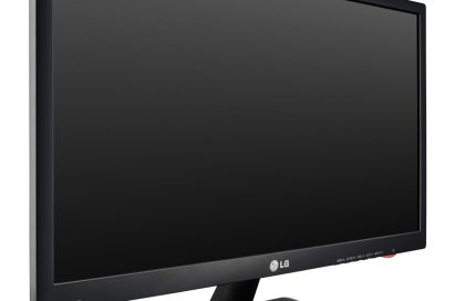 Front view of LG's new IPS monitor facing 15 degrees to the right