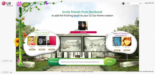 The ‘Inviting Friends to my Eco Home’ section of LG’s Facebook campaign, ‘My Eco Home’.