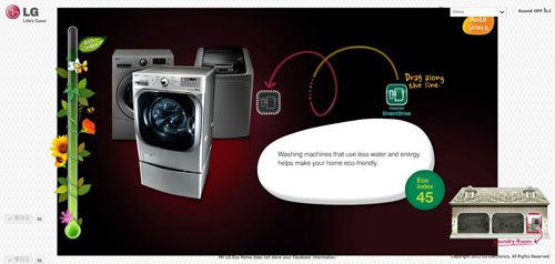The ‘core technologies selection’ page of LG’s Facebook campaign, ‘My Eco Home’