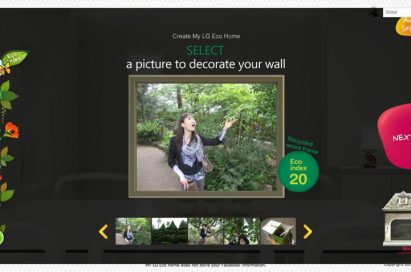 An interactive section of LG's Eco Home which allows visitors to customize their framed photo in order to decorate the eco-friendly kitchen