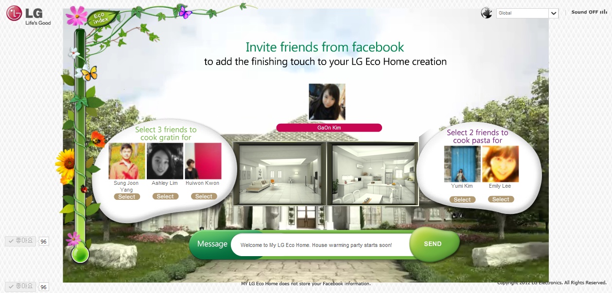 The ‘Inviting Friends to my Eco Home’ section of LG’s Facebook campaign, ‘My Eco Home’