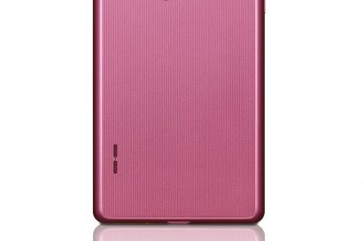 Rear view of the LG Optimus L7 smartphone in pink
