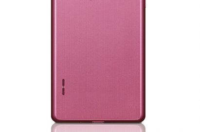 Rear view of the LG Optimus L7 smartphone in pink