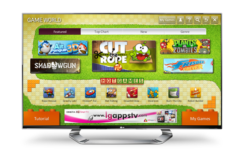 LG’s new Smart TV game portal ‘Game World’ displayed on an LG TV.