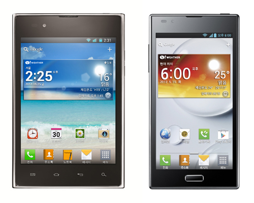 Front views of LG Optimus Vu: and LG Optimus LTE II