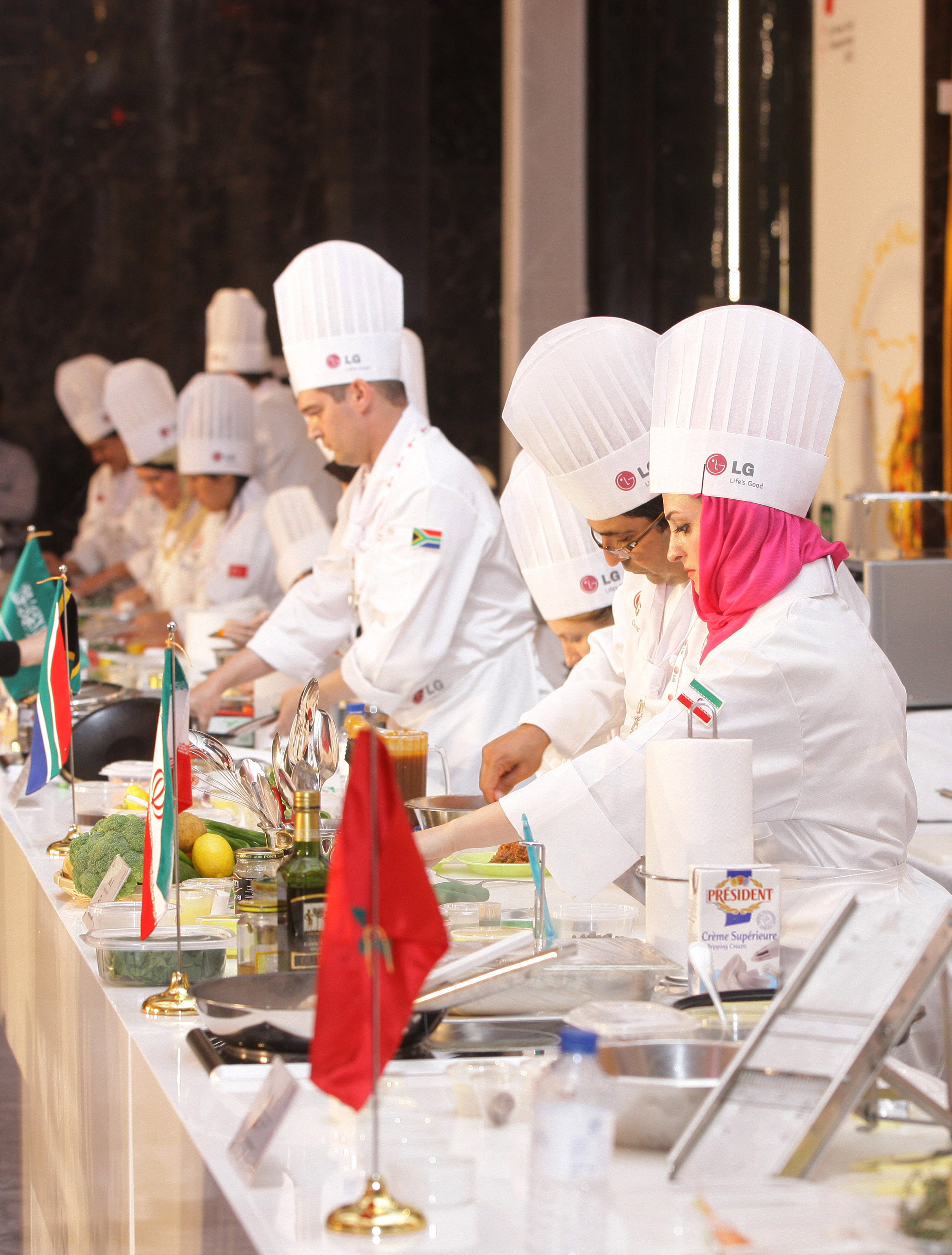 Participating chefs from across the world cooking during the competition
