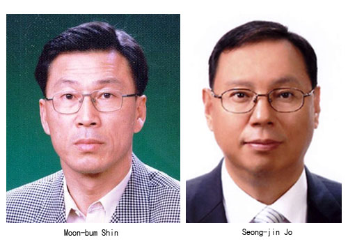 Headshots of Shin Moon-bum, president of LG Electronics Home Appliance Company, and Jo Seong-jin, executive vice president of LG Electronics Home Appliance Company