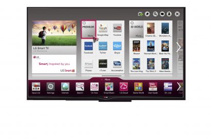 LG’s new CINEMA 3D Smart TV displaying the Smart Home screen
