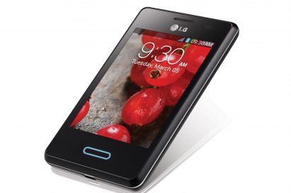 A side view of an inclined LG OPTIMUS L3II