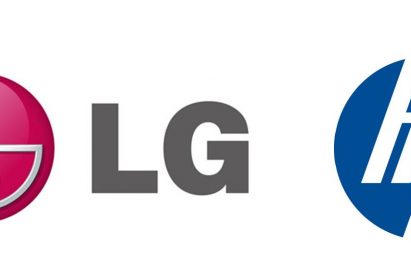 Logos of LG Electronics and HP