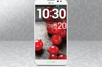 A front view of LG Optimus G Pro in white color.