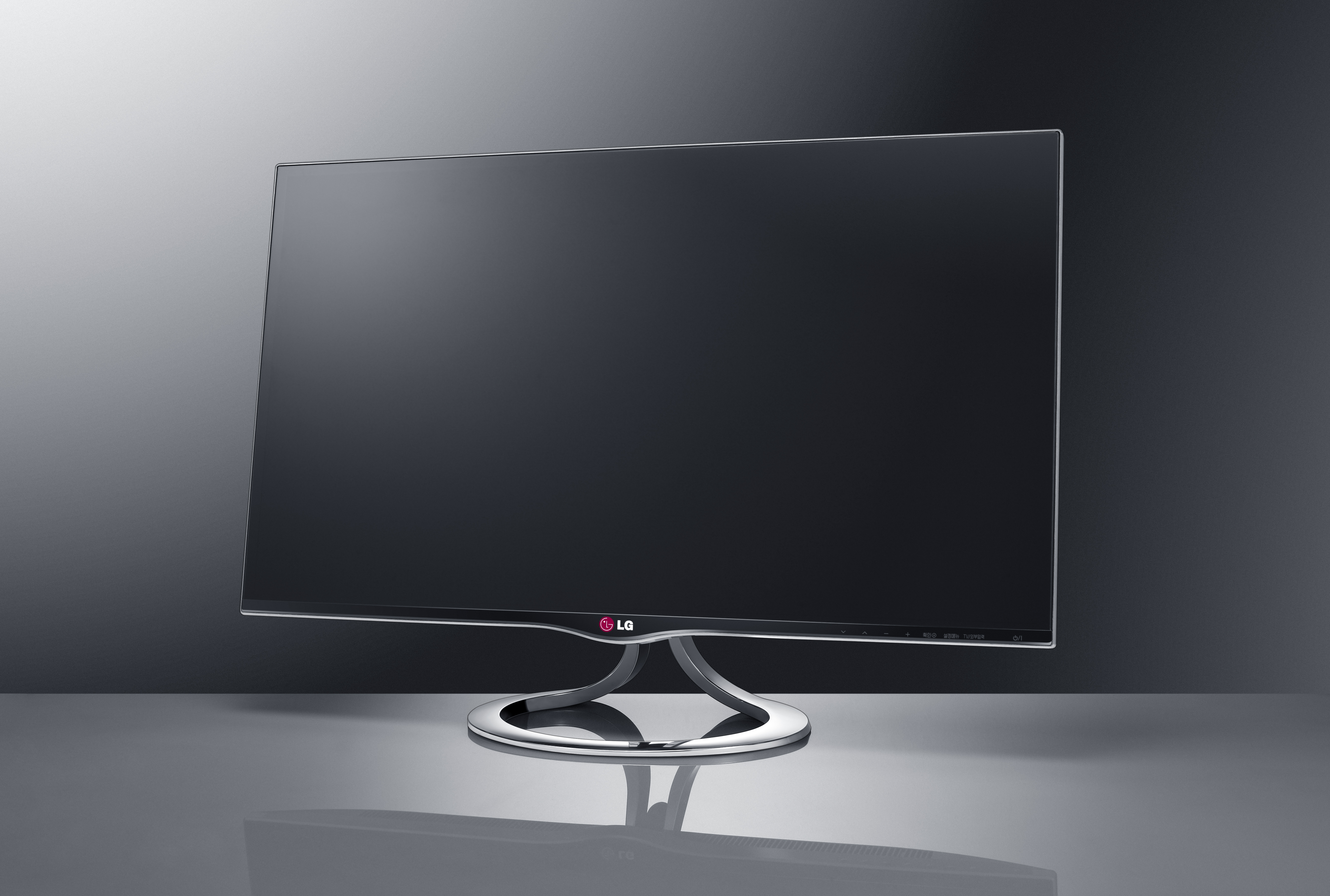 A right-side view of LG 27-inch IPS Personal Smart TV model MT93 in front of a gray background
