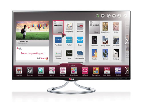 The LG 27-inch IPS Personal Smart TV model MT93 displaying the Smart Home platform on screen.