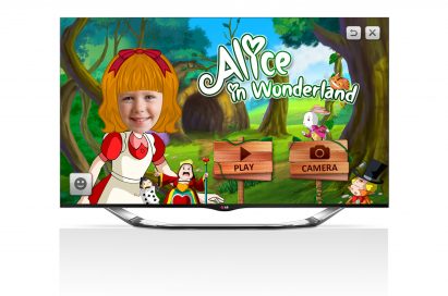 Alice in Wonderland is presented on an LG TV’s screen via LG’s children-friendly Smart TV app, Avatarbook