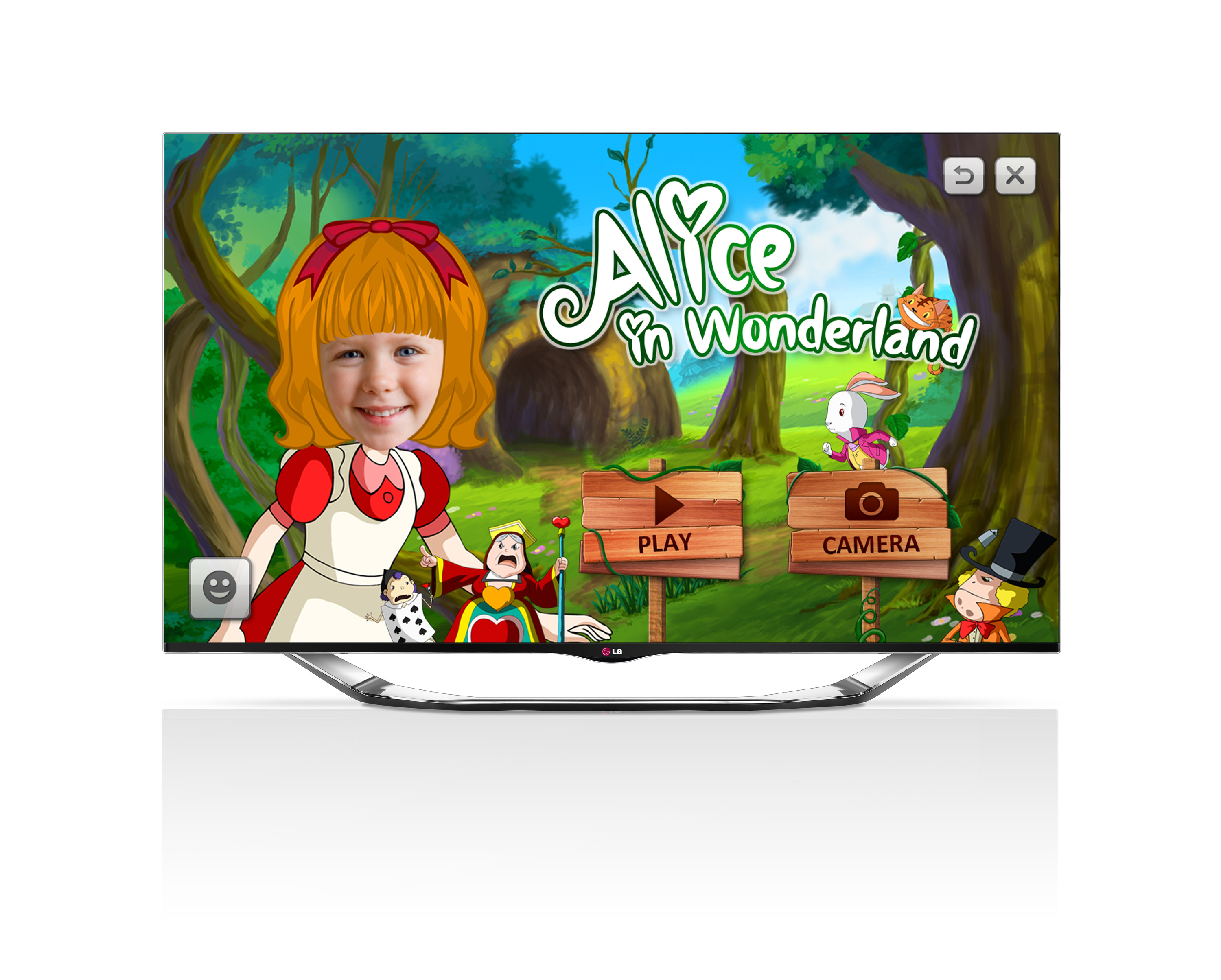 Alice in Wonderland is presented on an LG TV’s screen via LG’s children-friendly Smart TV app, Avatarbook