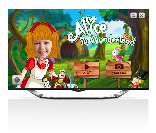 Alice in Wonderland is presented on an LG TV’s screen via LG’s children-friendly Smart TV app, Avatarbook.