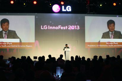 Park Se-woo, president of the South and Central America Region at LG Electronics presents LG's vision of being the number one home appliance brand by 2015 at LG InnoFest 2013