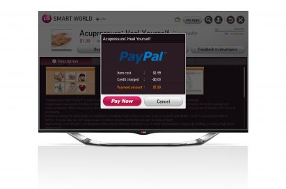 A Paypal pop-up on LG’s Smart TV platform