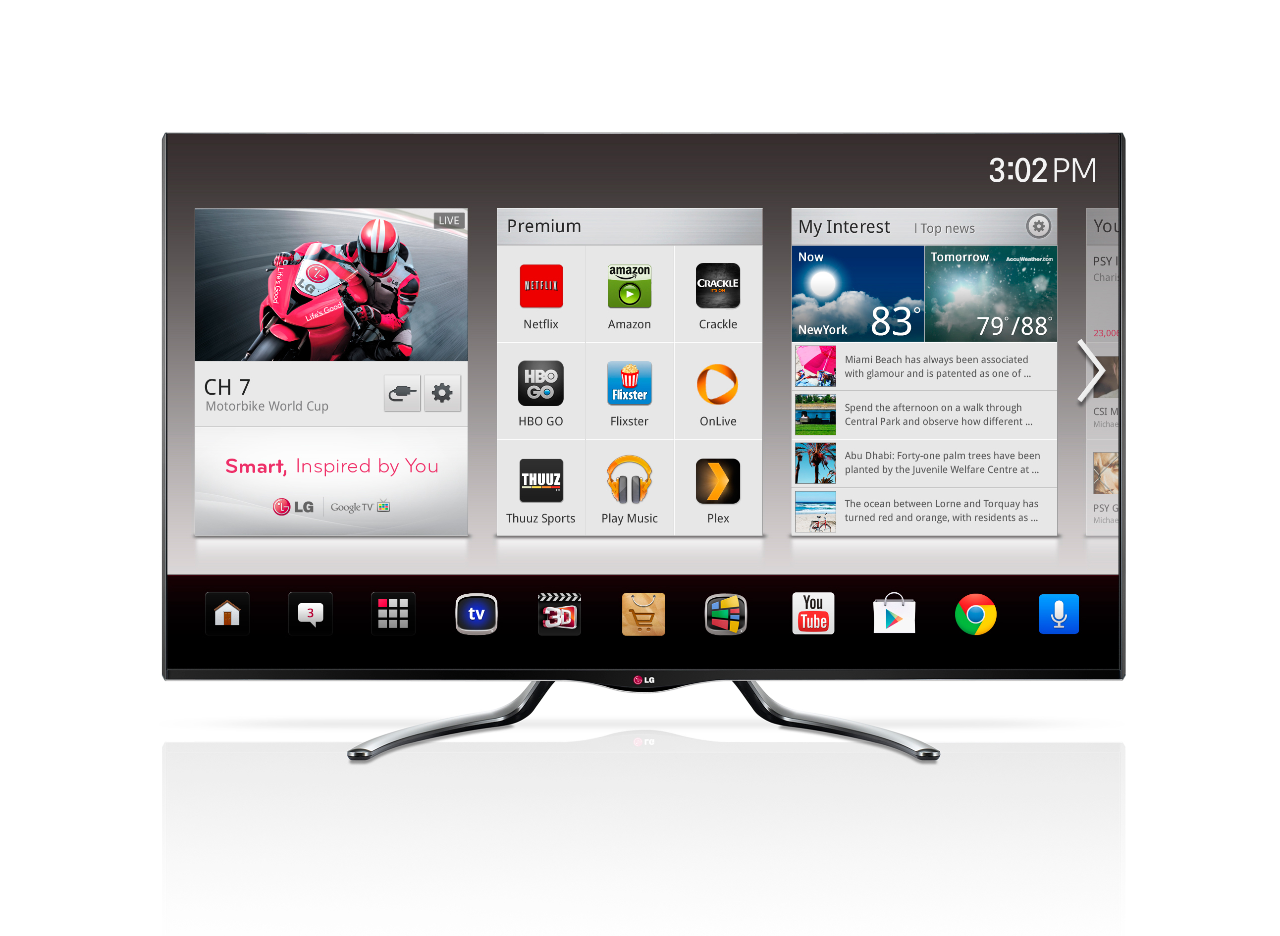 Applications supported by Android 4.2.2 Jelly Bean Operating System demonstrated on the LG Google TV