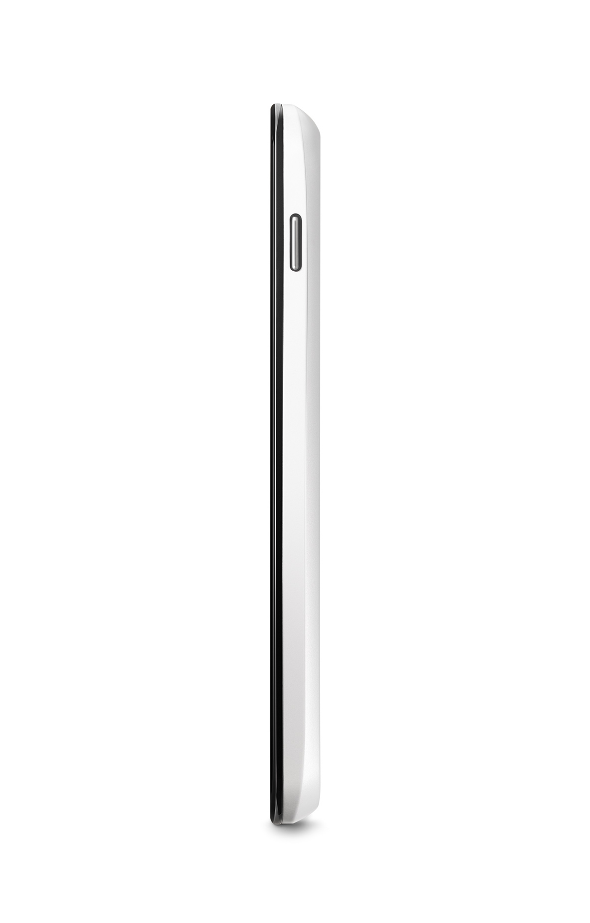 A vertical-side view of the Nexus 4 White