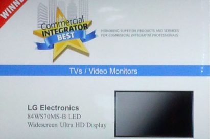 A screenshot of InfoComm 2013 website showing LG’s 84-inch WS70MS-B Ultra HD LED Display at the bottom