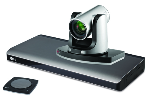 A right-side view of LG video conference system model VR5010H's camera with its speaker in front