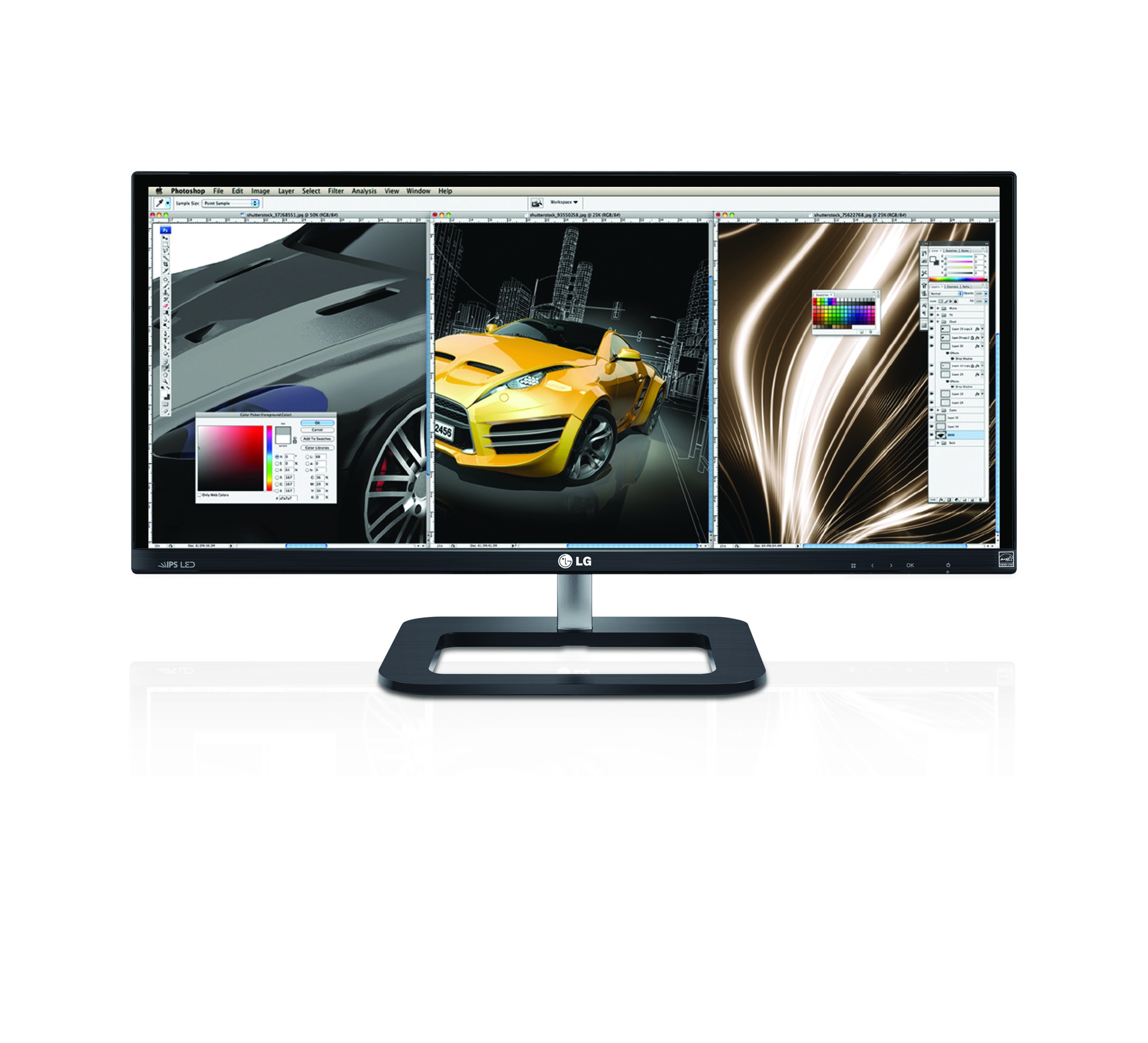 Front view of the LG IPS 21:9 UltraWide IPS monitor model 29EB73