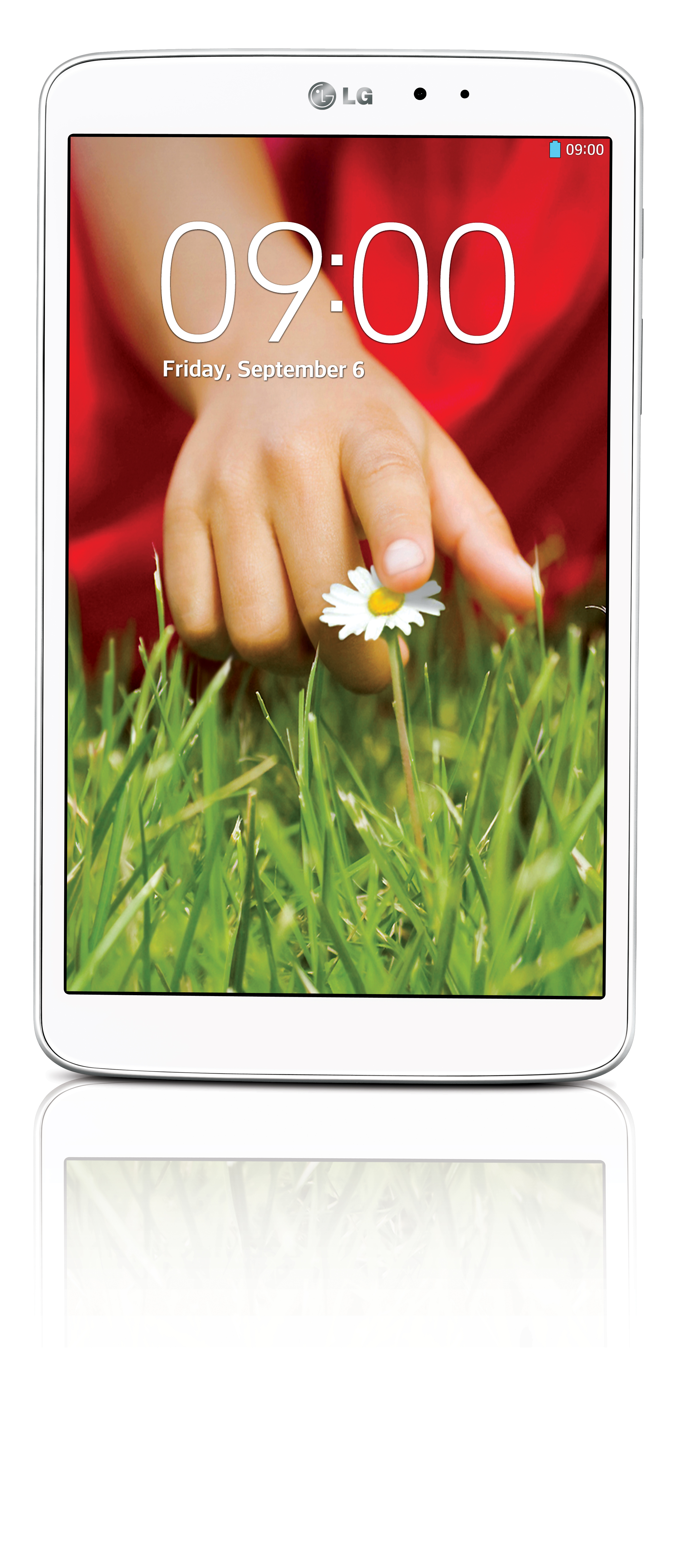 A front view of LG G Pad 8.3 in white color.
