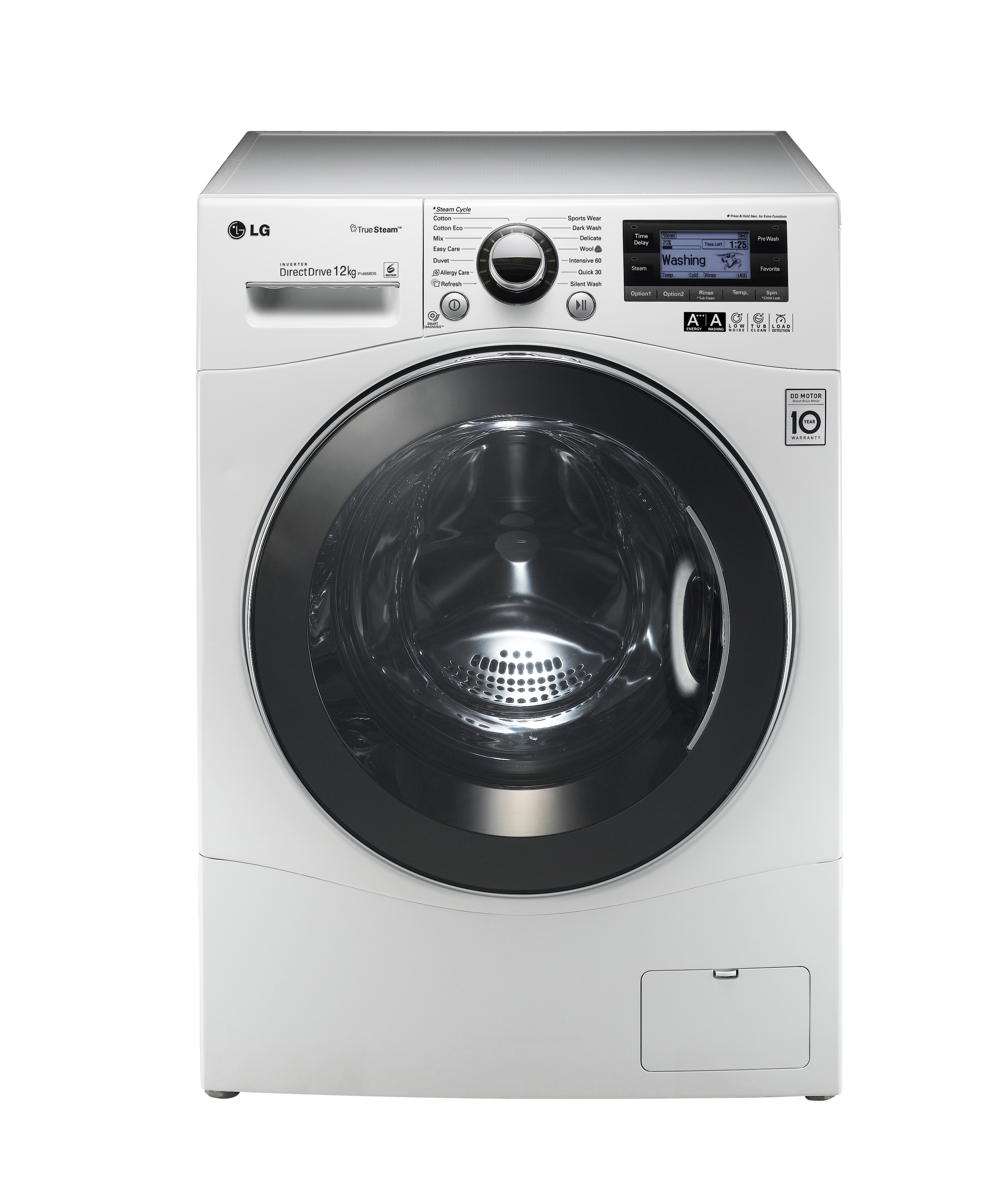 Another view of LG’s 12kg front-load washing machine