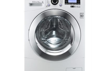 Front view of the LG 12kg front-load washing machine