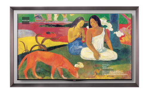 LG GALLERY OLED TV model 55EA8800 displaying one of Paul Gauguin’s artwork.