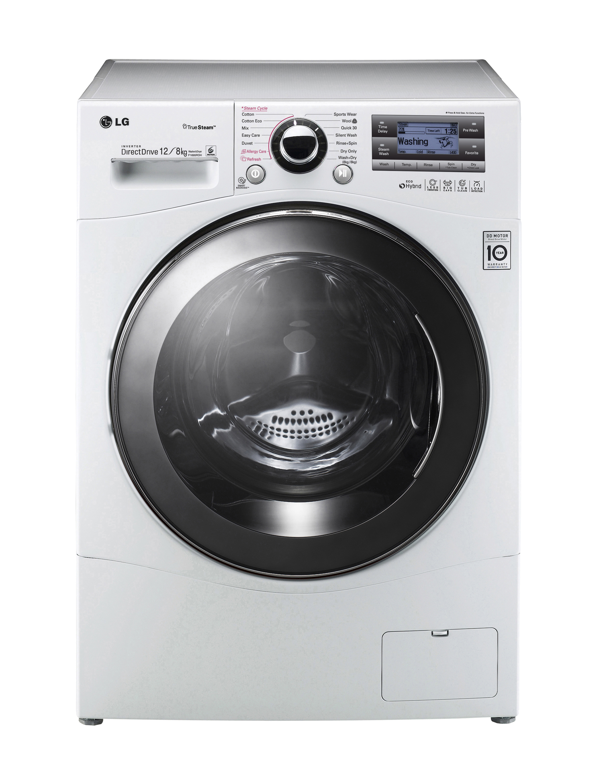 Front view of the LG Eco-Hybrid washer dryer