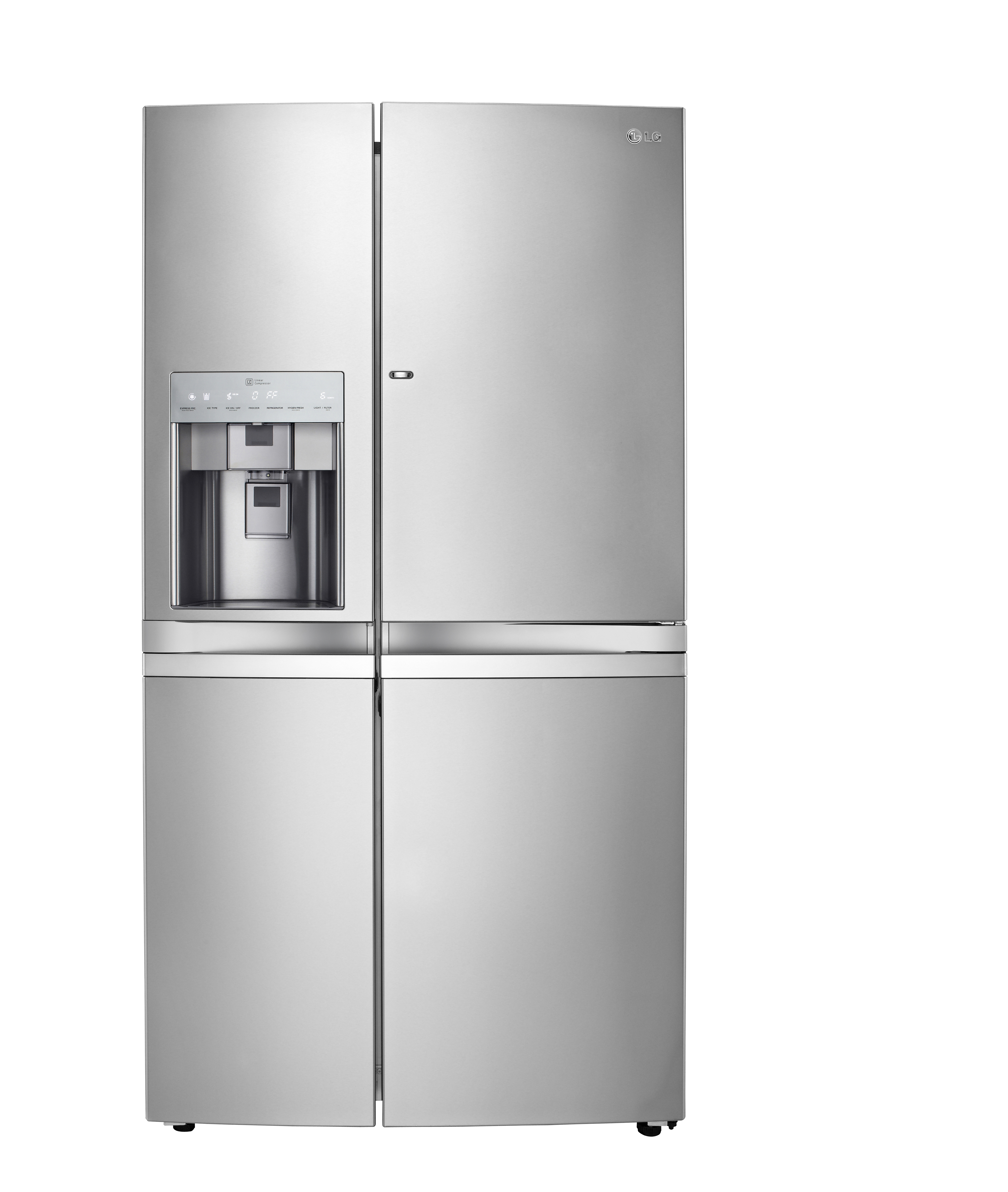 Front view of LG’s side-by-side refrigerator