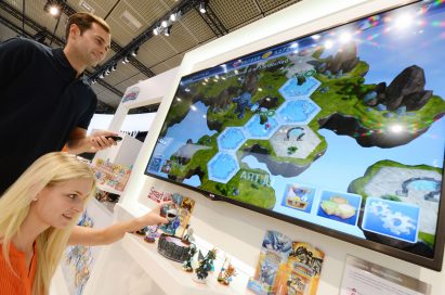 Visitors to the LG booth at IFA 2013 play popular family-friendly video game ‘Skylanders Battlegrounds®’ with the LG CINEMA 3D Smart TV