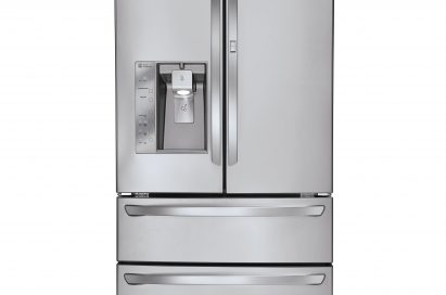 Front view of the LG four-door French-Door refrigerator