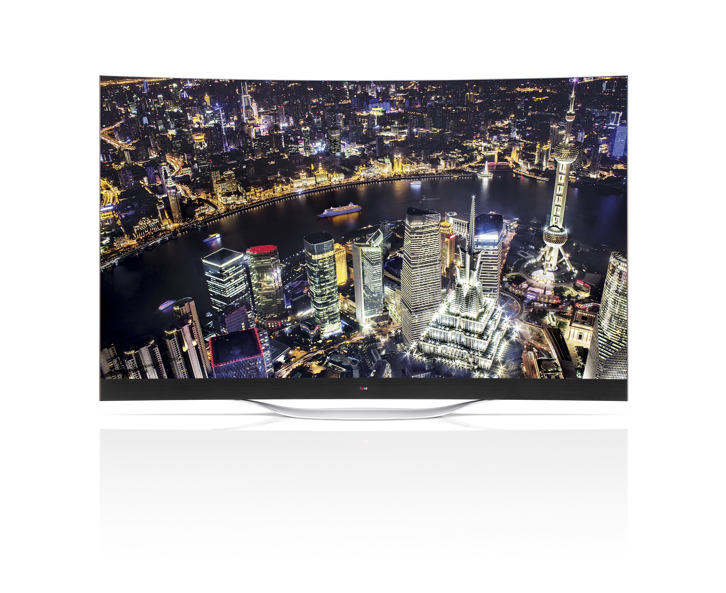 A front view of LG ULTRA HD CURVED OLED TV model 55EB9600