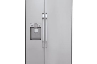 LG Studio built in refrigerator with ice and water dispenser on the left door