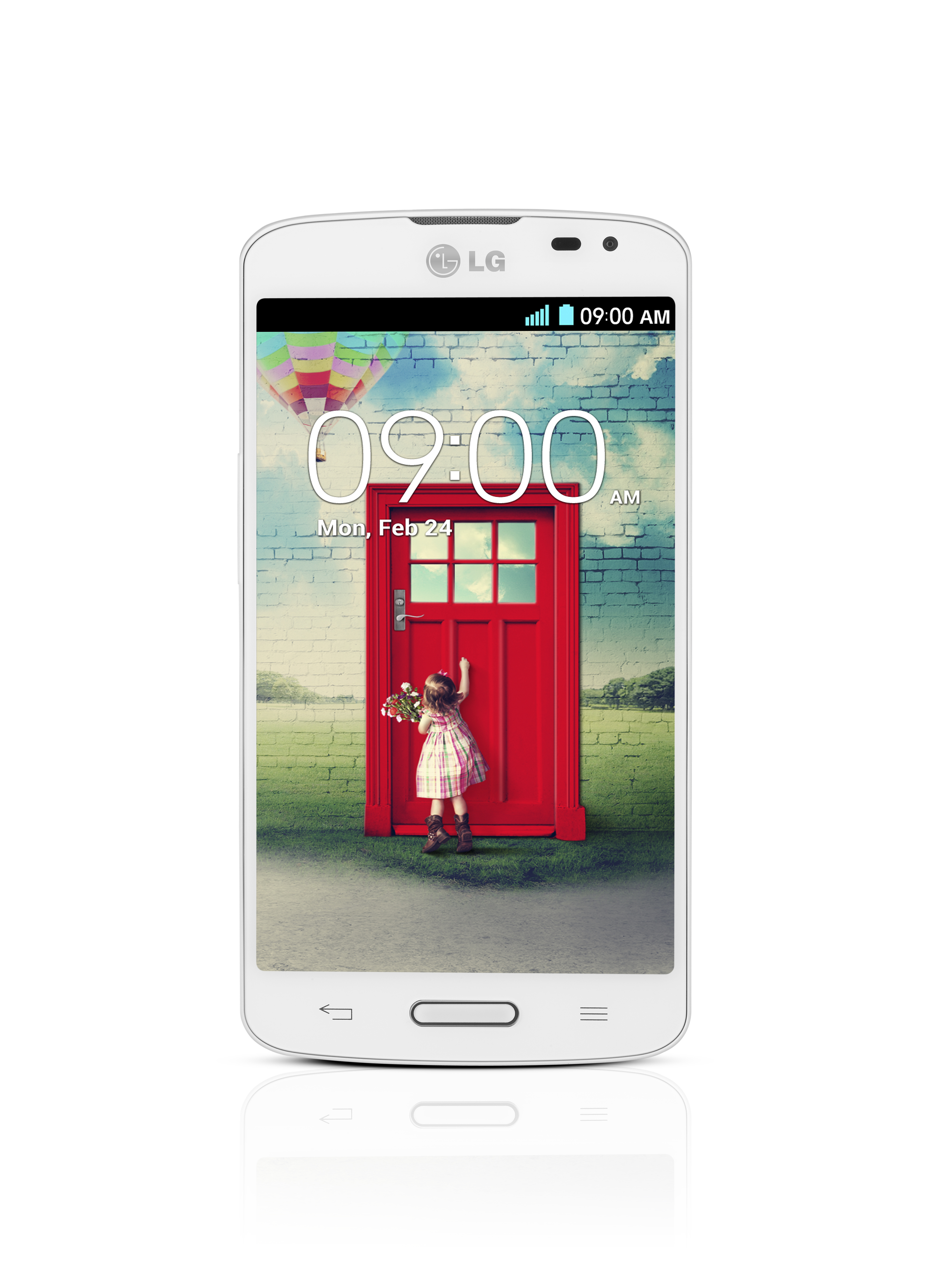 A front view of LG F70 in white color.