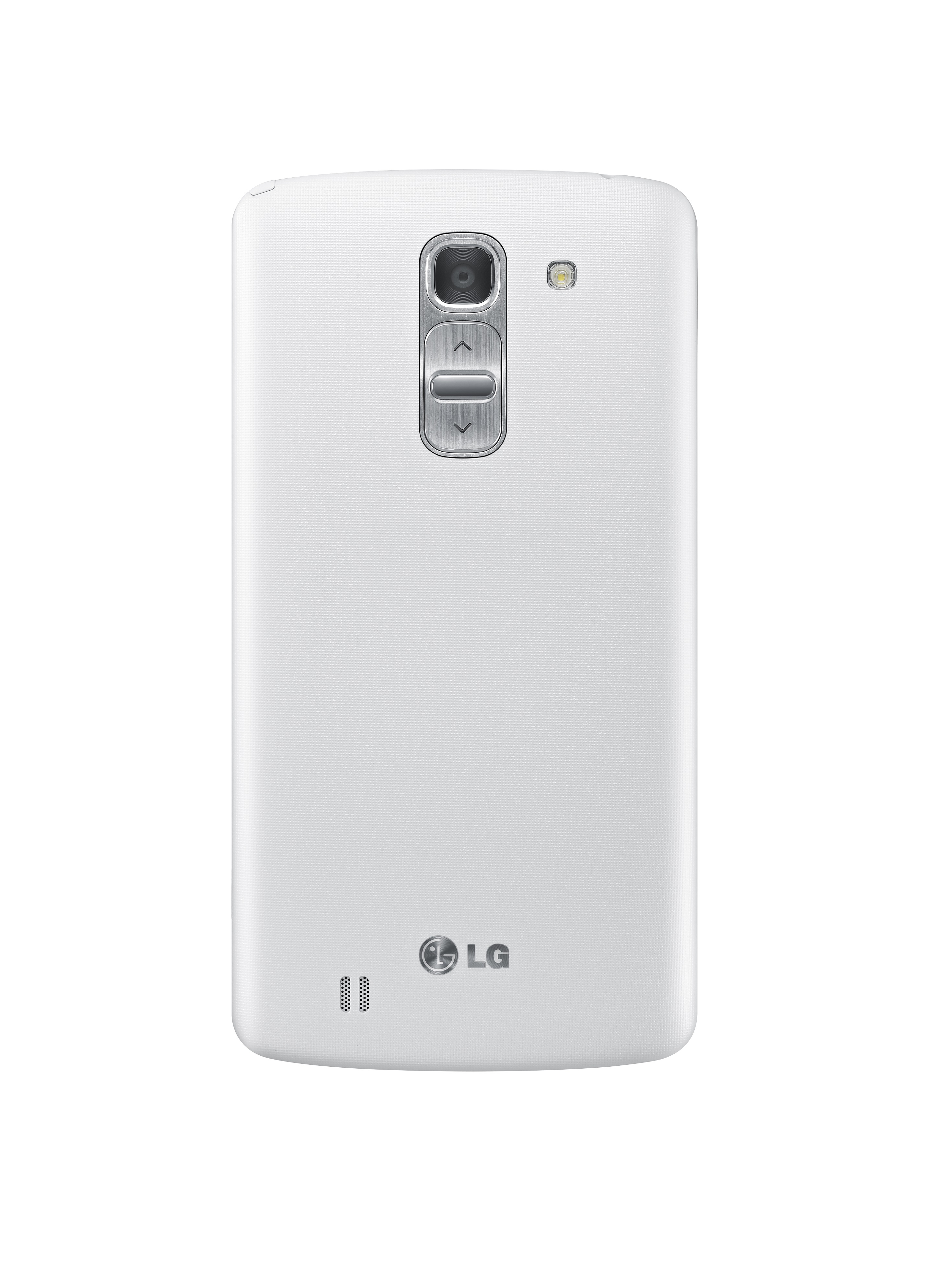 A back view of LG G Pro 2 in white color.