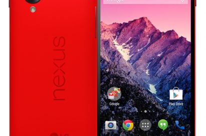 A back and a front view of LG Red Nexus 5.