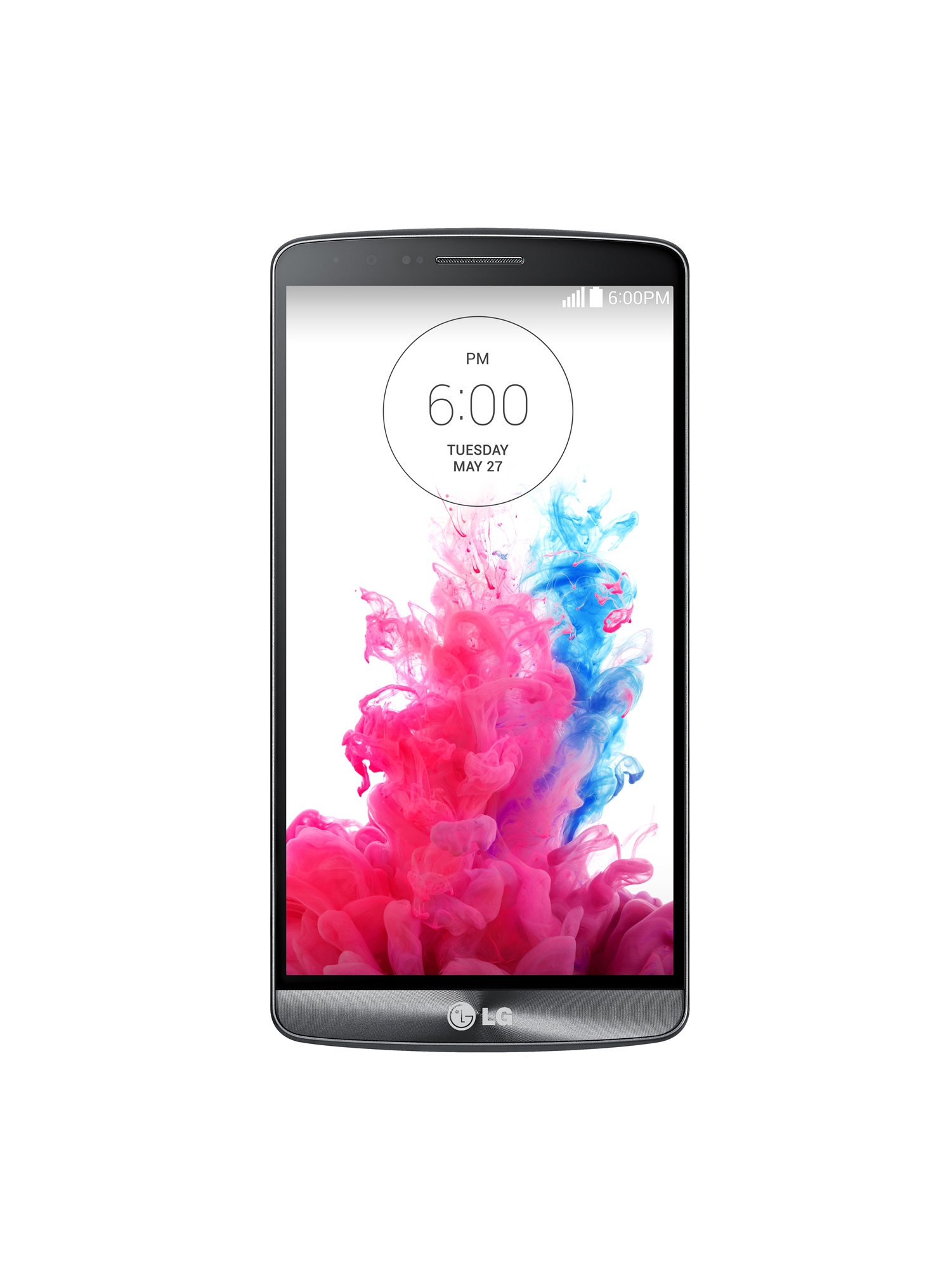 A front view of LG G3 showing its screen when locked.