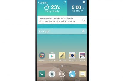 A front view of LG G3 showing its wallpaper.