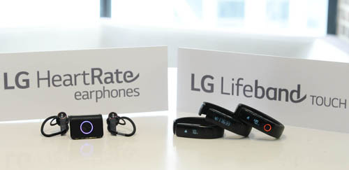 LG’s Lifeband Touch and Heart Rate Earphones.