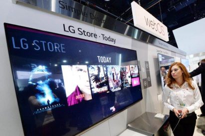 LG Store run by webOS is displayed on one of LG’s TV screens