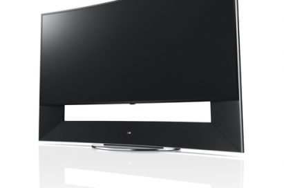 A side view of LG 105-inch CURVED ULTRA HD TV