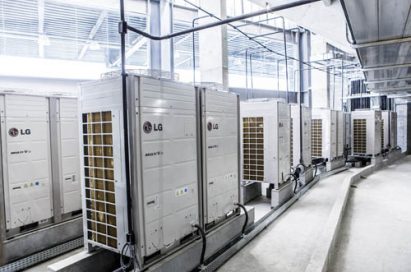 The outdoor units of LG’s high energy-efficient Variable Refrigerant Flow (VRF) system, the Multi V in the Estádio Joaquim Américo Guimarães (Arena da Baixada.)