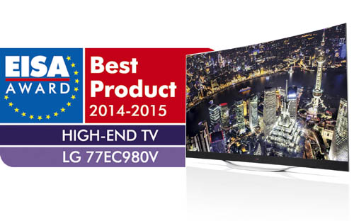 LG’s 77-inch 4K OLED TV (model 77EC980V) was recognized as the winner of EISA’s European High-End TV 2014-2015 award.