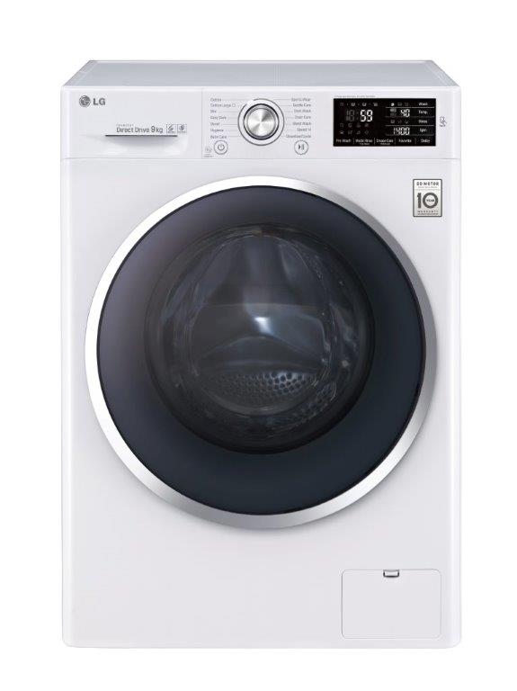 A front view of LG’s front-load washing machine equipped with the company’s revolutionary TurboWash™ technology and 6 Motion Direct Drive (Series S),