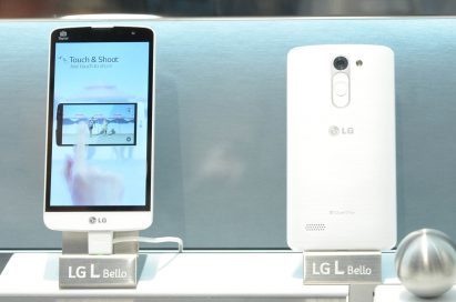 A back and front view of the L Bello smartphone.